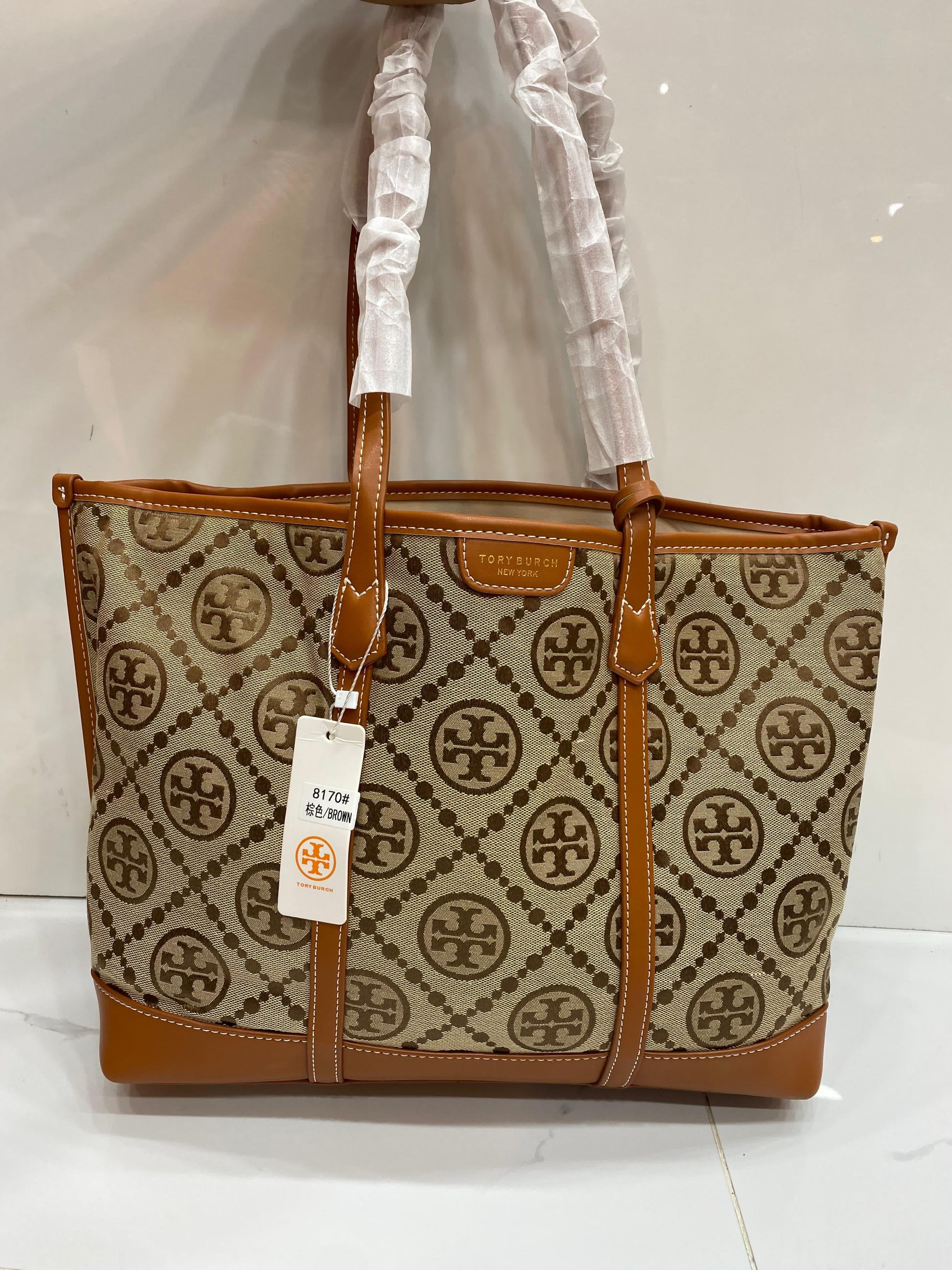 TORY BURCH PERRY MONOGRAM TOTE BAG WITH DUSTBAG CARD