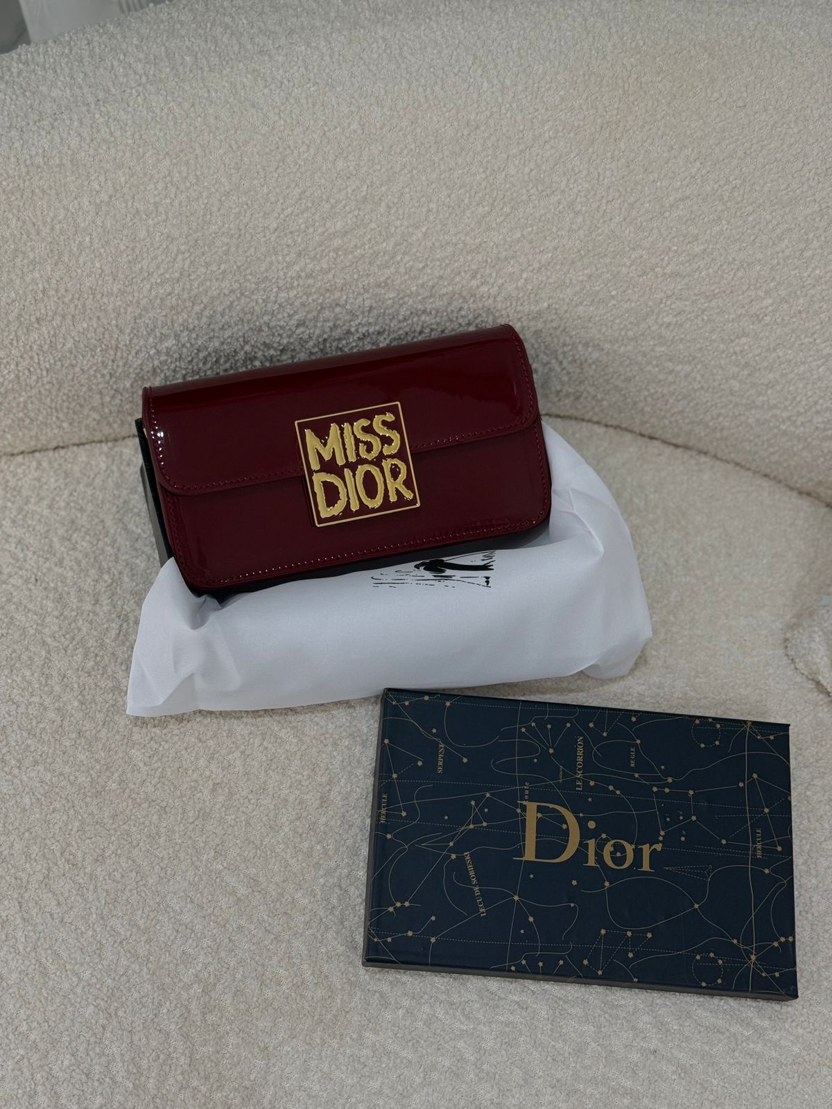 Miss Dior Patent Leather Calfskin Handbag Shoulder Bag with Golden Hardware