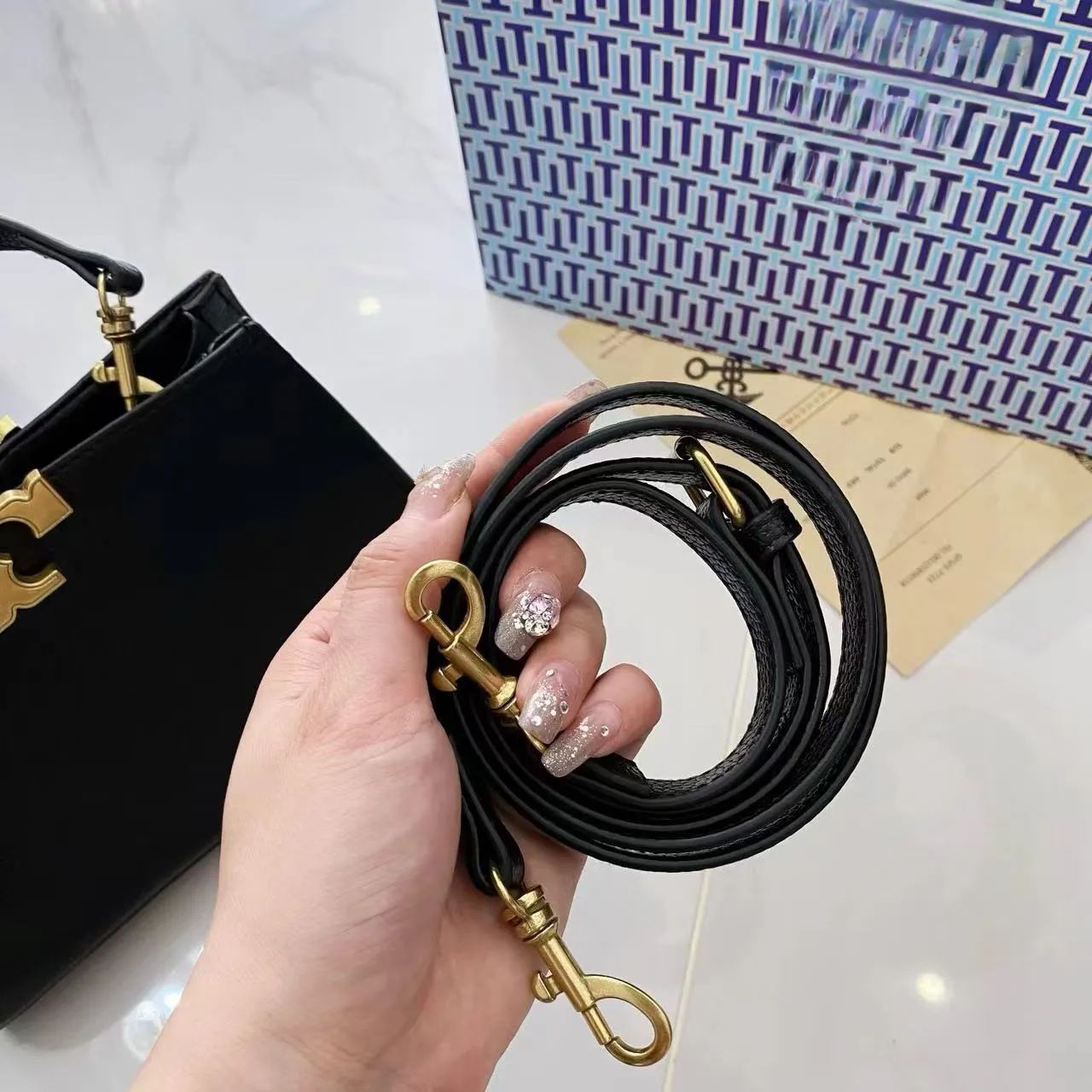 TORY BURCH MINI ELEANOR SATCHEL HANDBAG WITH LONG BELT