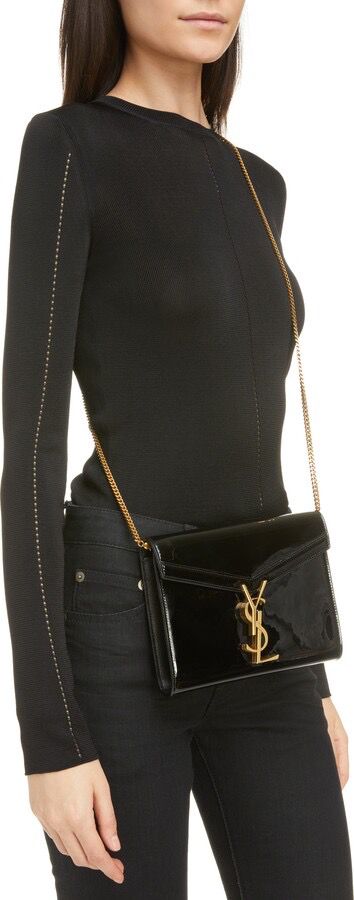 YSL Saint Laurent Cassandra Patent Leather Wallet on a Chain