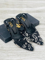 ZARA EMBROIDERED NET PUMPS