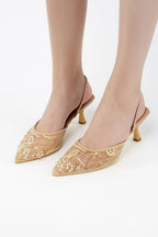 ZARA EMBROIDERED NET PUMPS