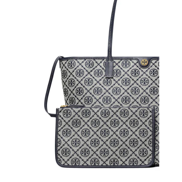 T Monogram Zip Tote Tory Navy - Stylish & Luxury Designer Tote Bag