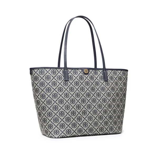 T Monogram Zip Tote Tory Navy - Stylish & Luxury Designer Tote Bag