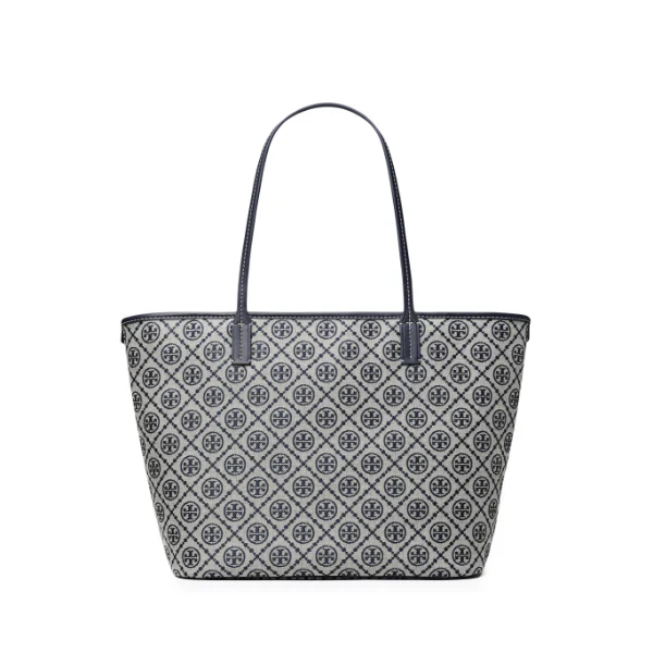 T Monogram Zip Tote Tory Navy - Stylish & Luxury Designer Tote Bag