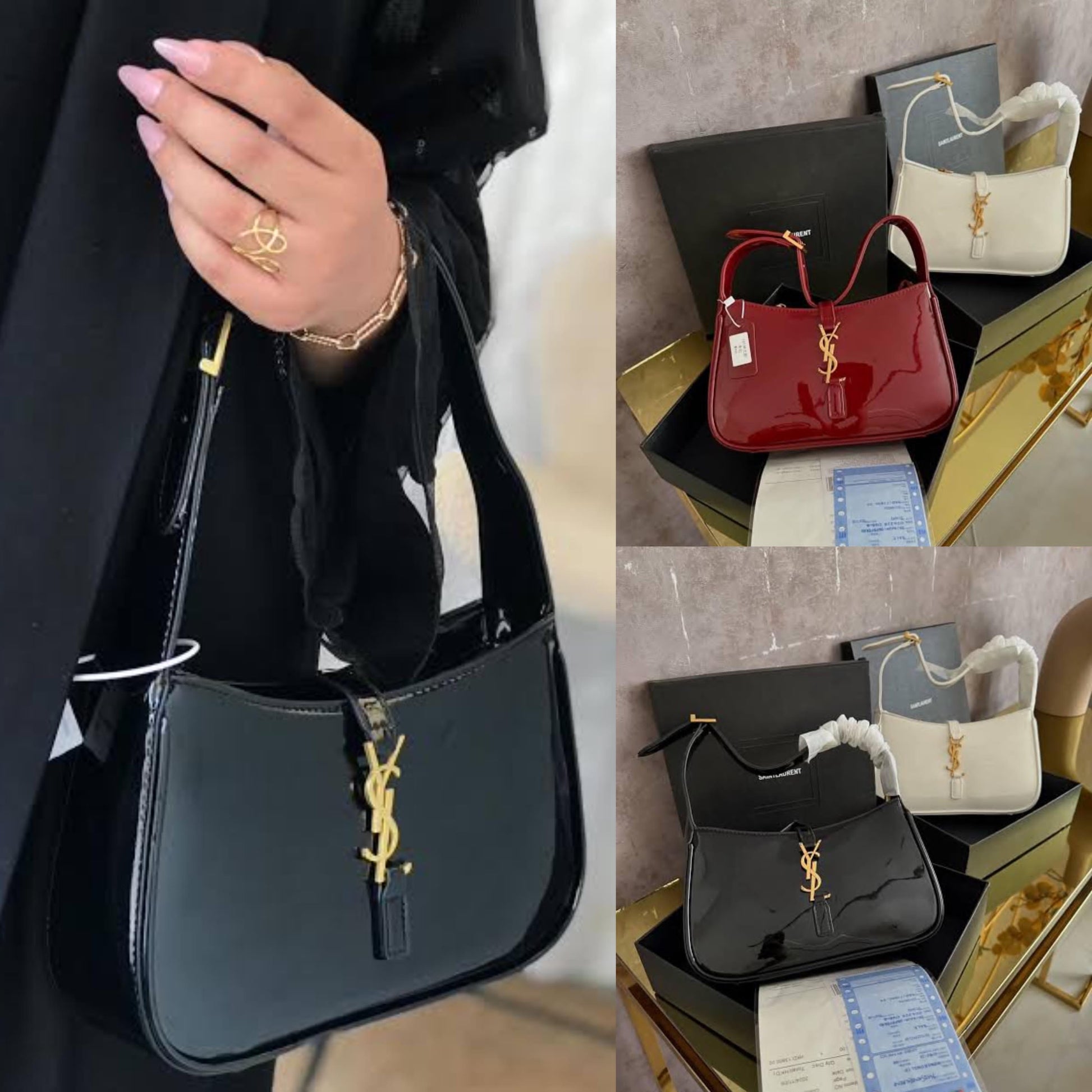 SAINT LAURENT HOBO BAG MATERIAL SHINE