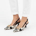 Z-A-R-A Floral Embroidered Chain Slingback