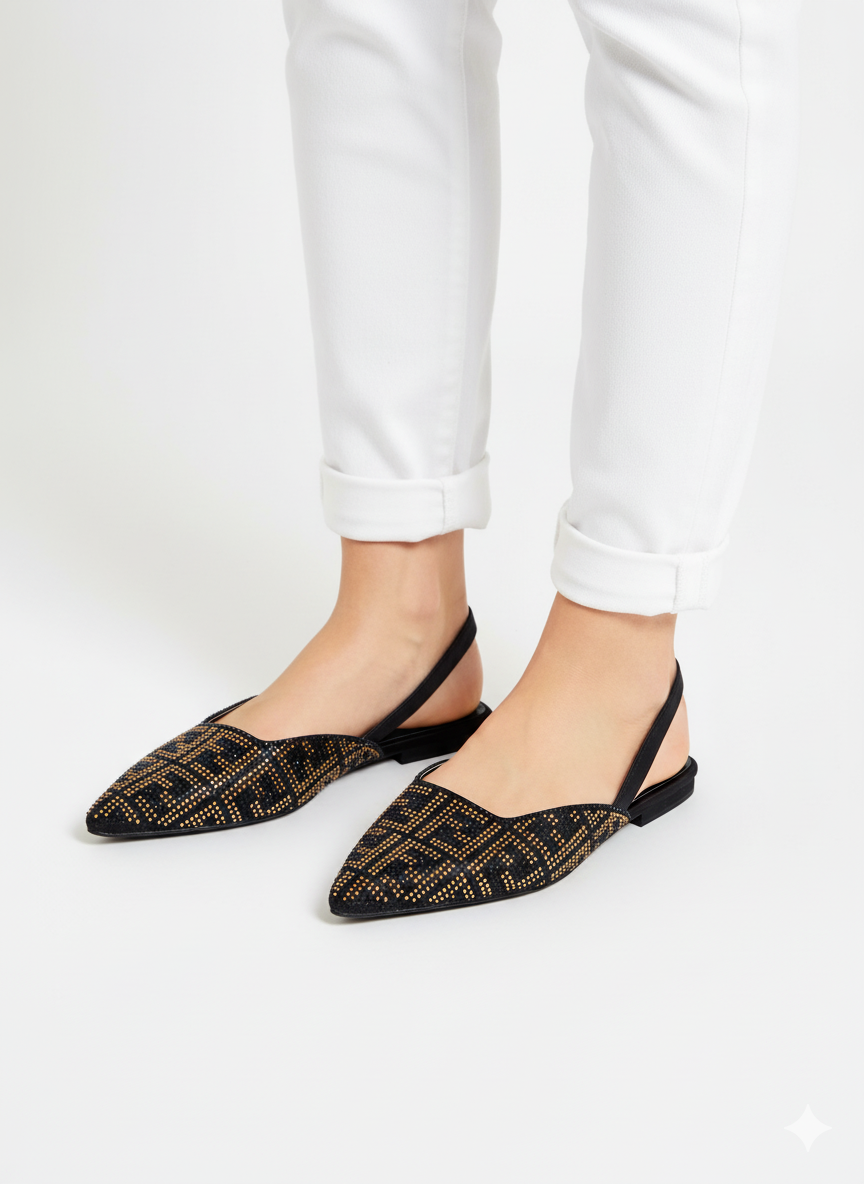 FENDI STONE FLAT PUMPS