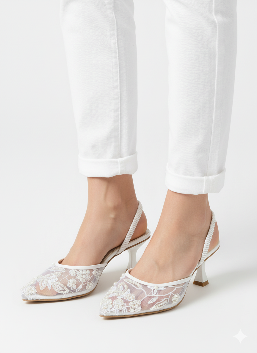 ZARA EMBROIDERED NET PUMPS