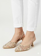 ZARA EMBROIDERED NET PUMPS