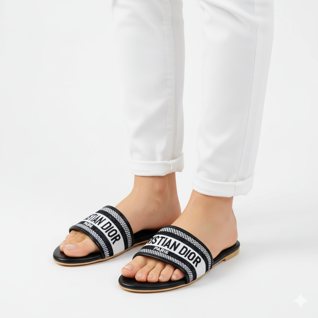 CHRISTIAN DIOR EMBROIDERY SLIPPERS