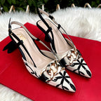 Z-A-R-A Floral Embroidered Chain Slingback