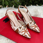 Z-A-R-A Floral Embroidered Chain Slingback