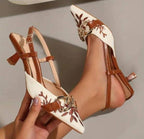 Z-A-R-A Floral Embroidered Chain Slingback