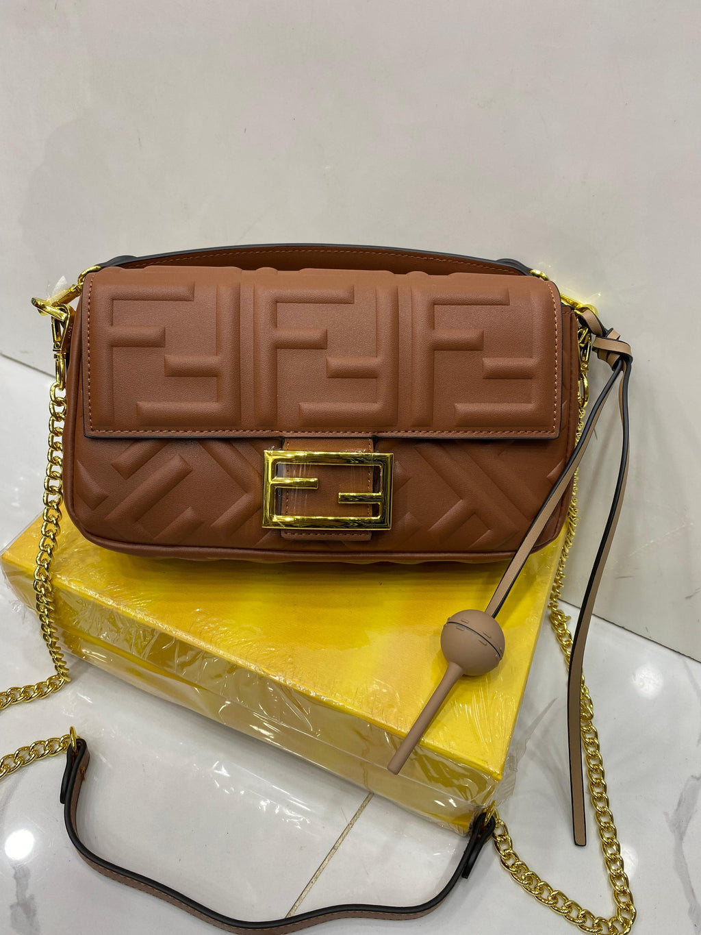 FENDI BAGUETTES BAG  PU LEATHER HANDBAG