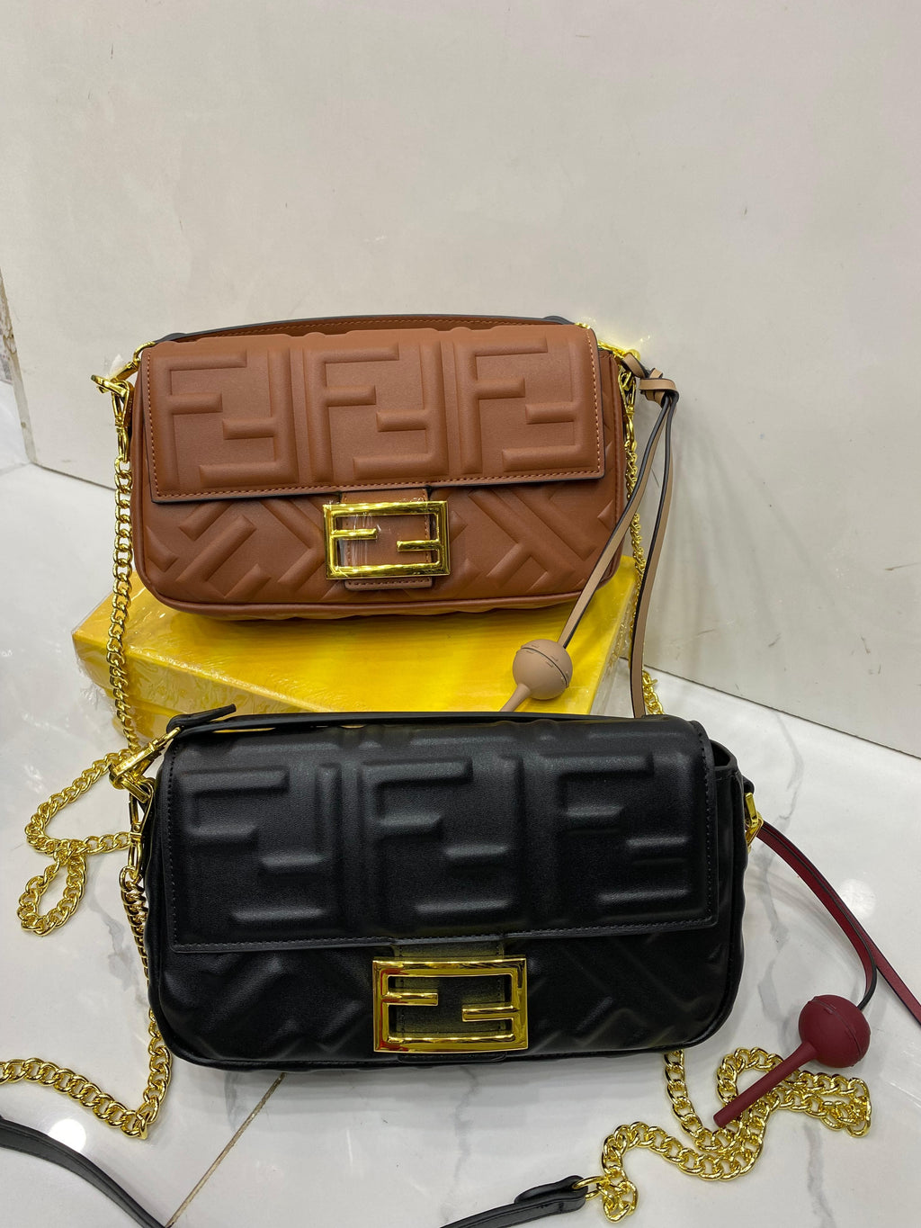 FENDI BAGUETTES BAG  PU LEATHER HANDBAG