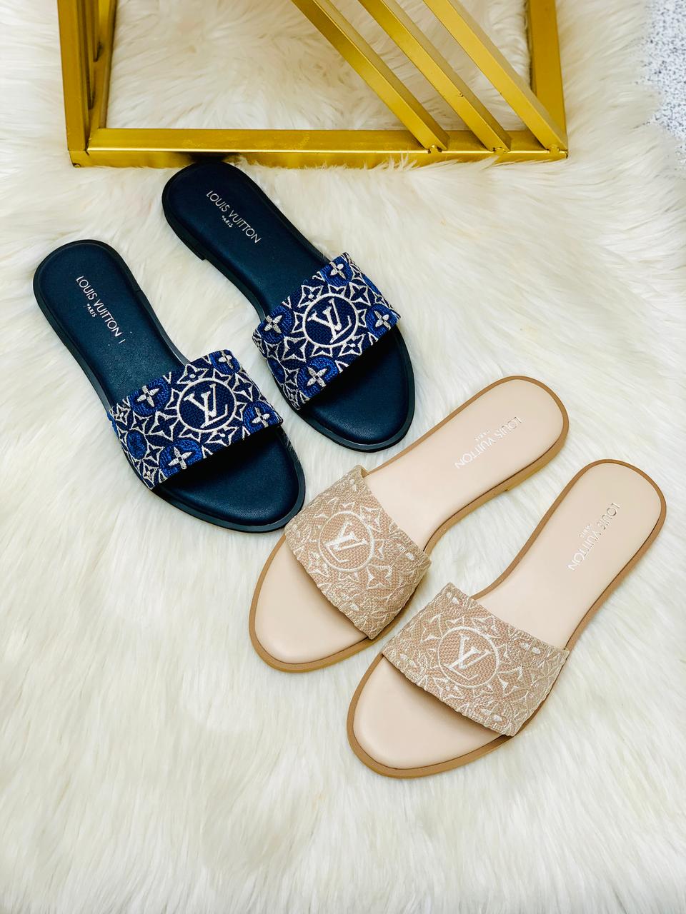 LV EMBROIDERY FLAT SLIPPERS