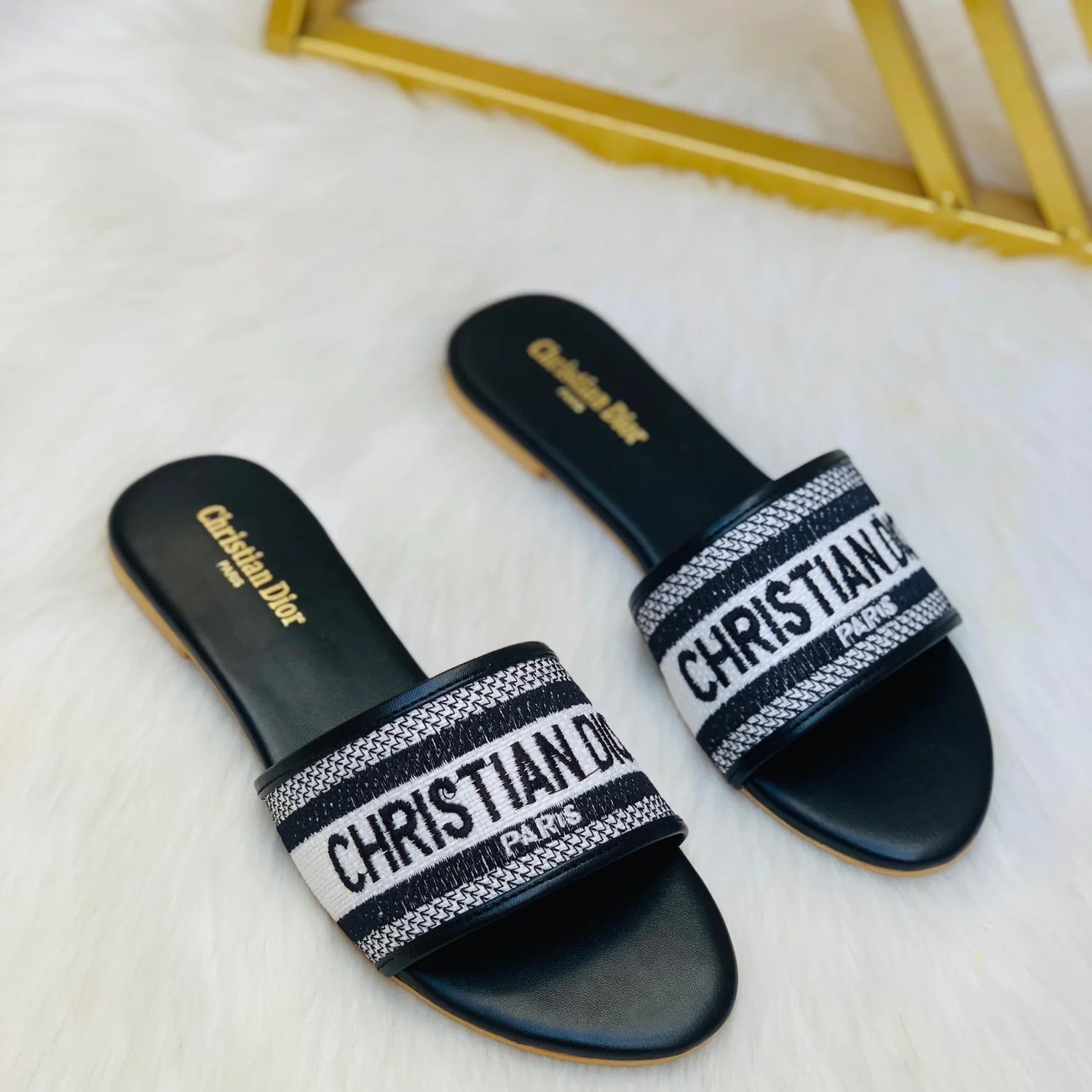 CHRISTIAN DIOR EMBROIDERY SLIPPERS
