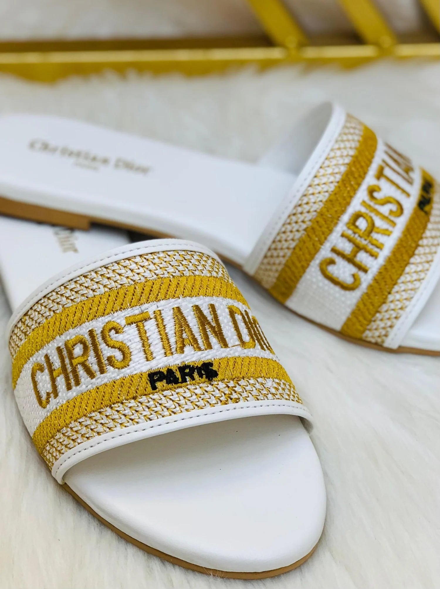 CHRISTIAN DIOR EMBROIDERY SLIPPERS