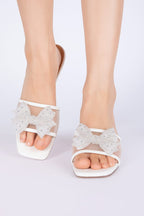 JIMMY CHOO BOW NET FLATS