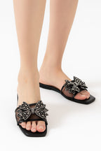 JIMMY CHOO BOW NET FLATS