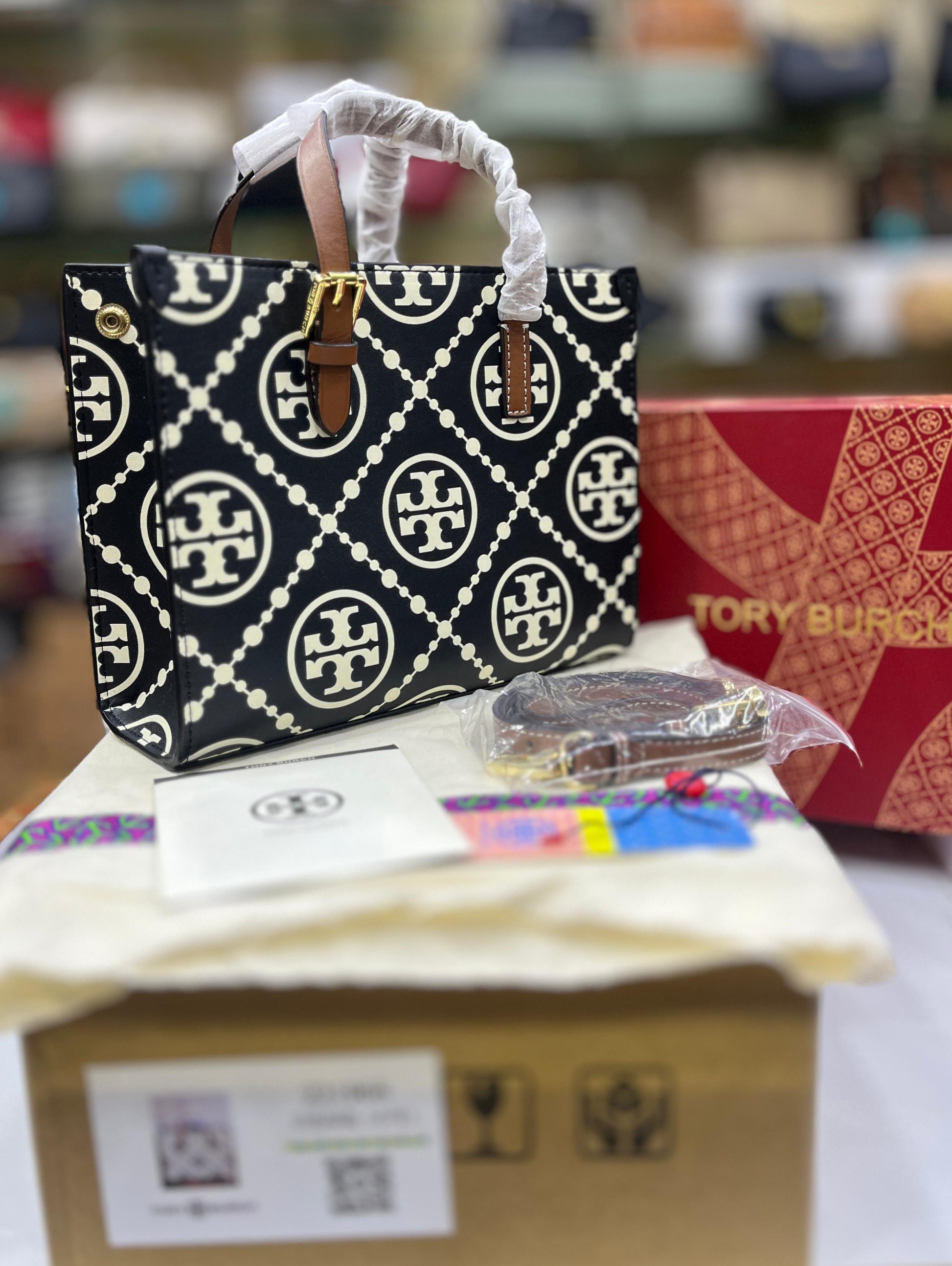 TORY BURCH MINI T MONOGRAM TOTE