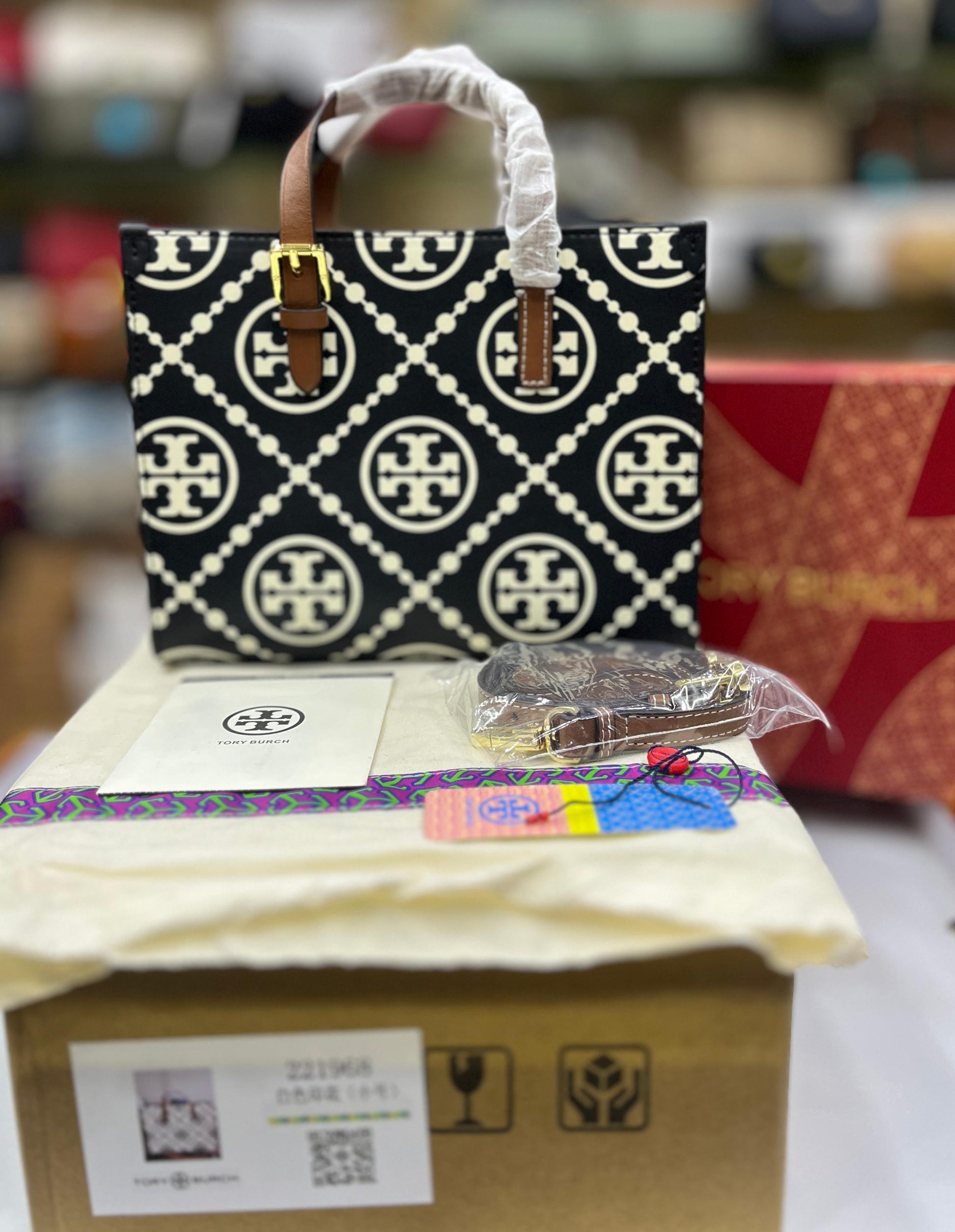 TORY BURCH MINI T MONOGRAM TOTE