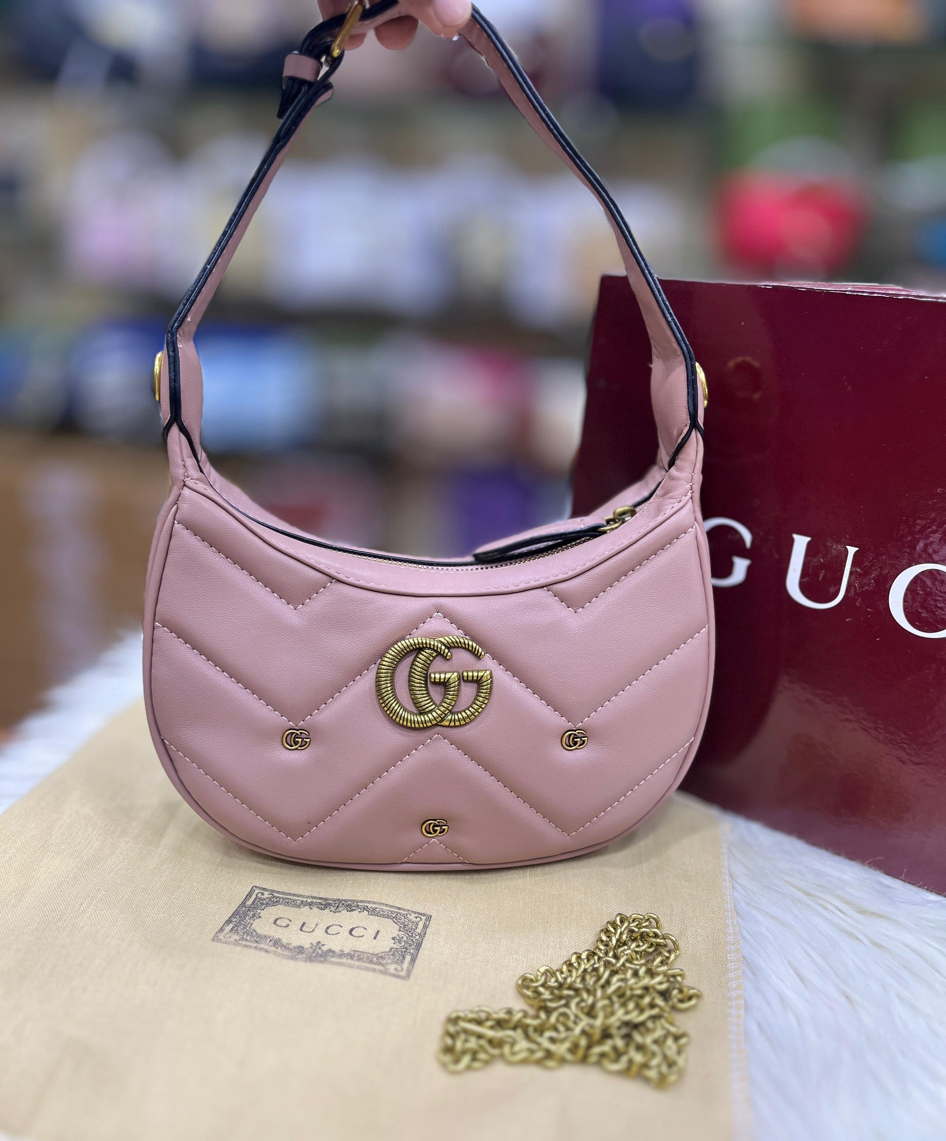 GUCCI GG MARMONT HALF-MOON SHOULDER BAG