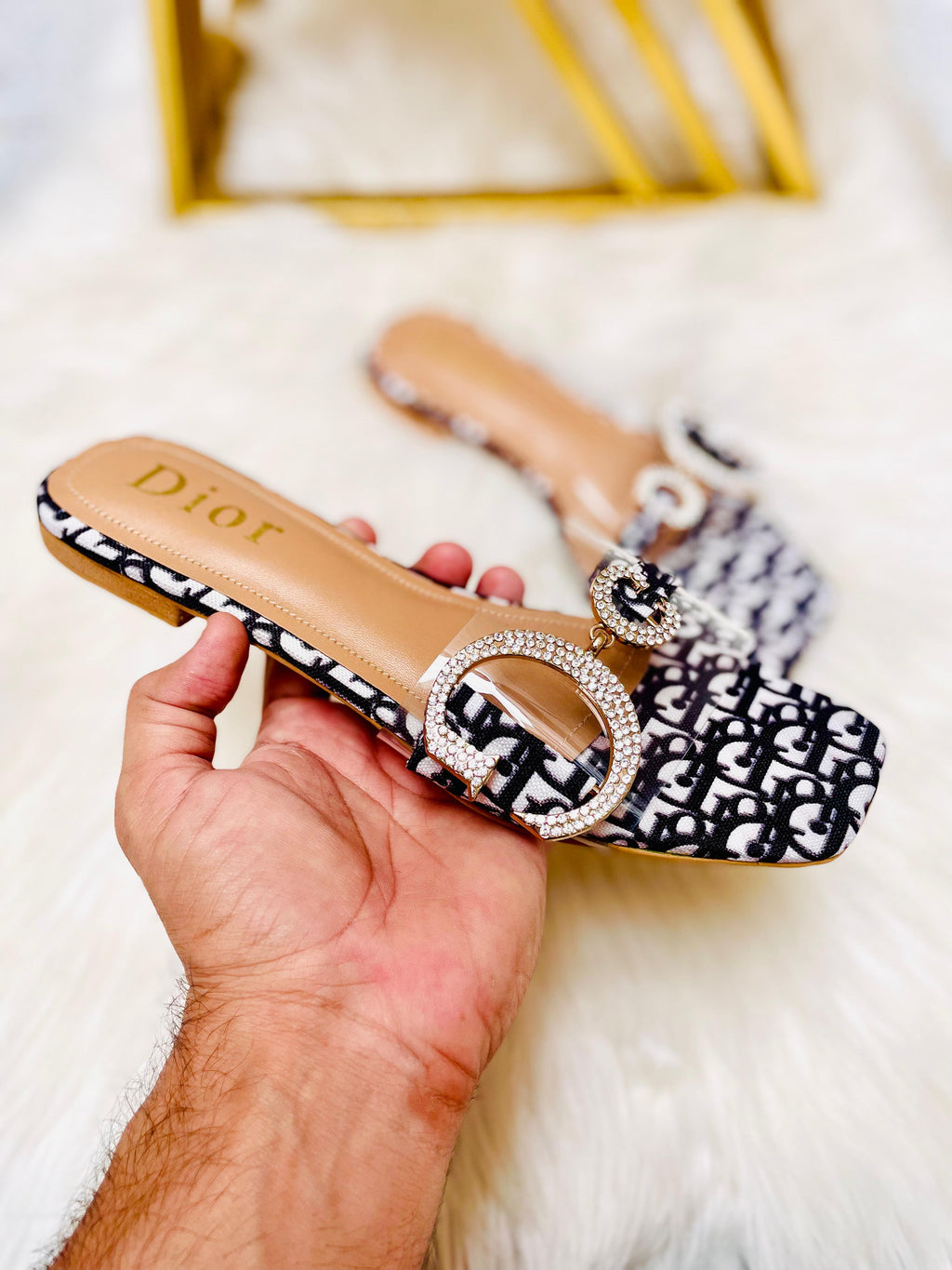 CHRISTIAN DIOR D BUCKLE SLIPPER