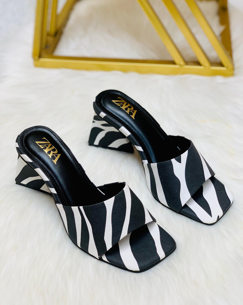 ZARA ZEBRA TRIANGLE HEEL