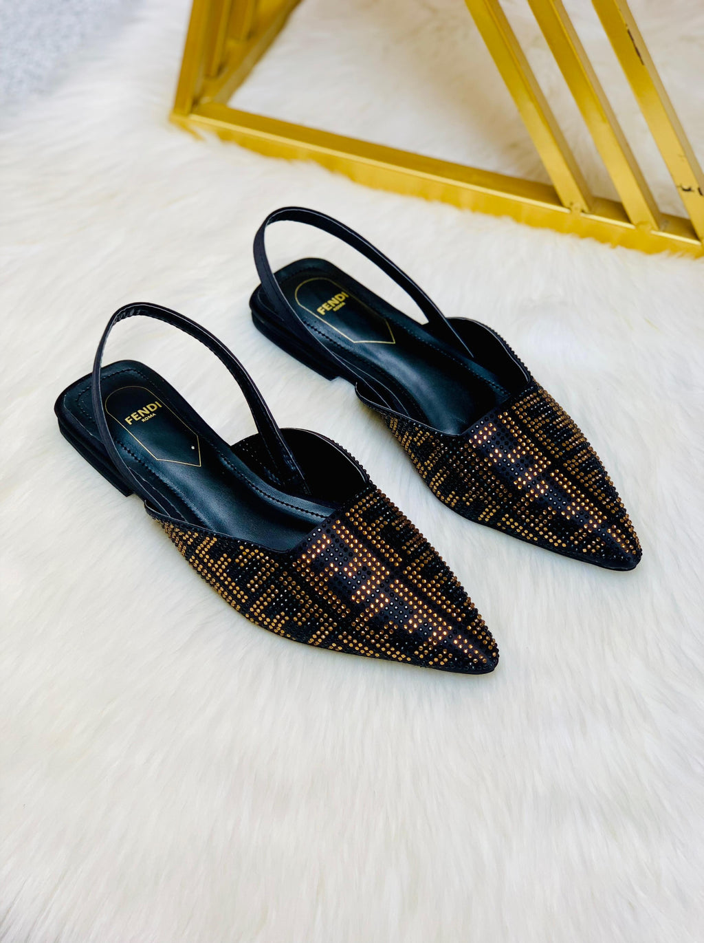 FENDI STONE FLAT PUMPS