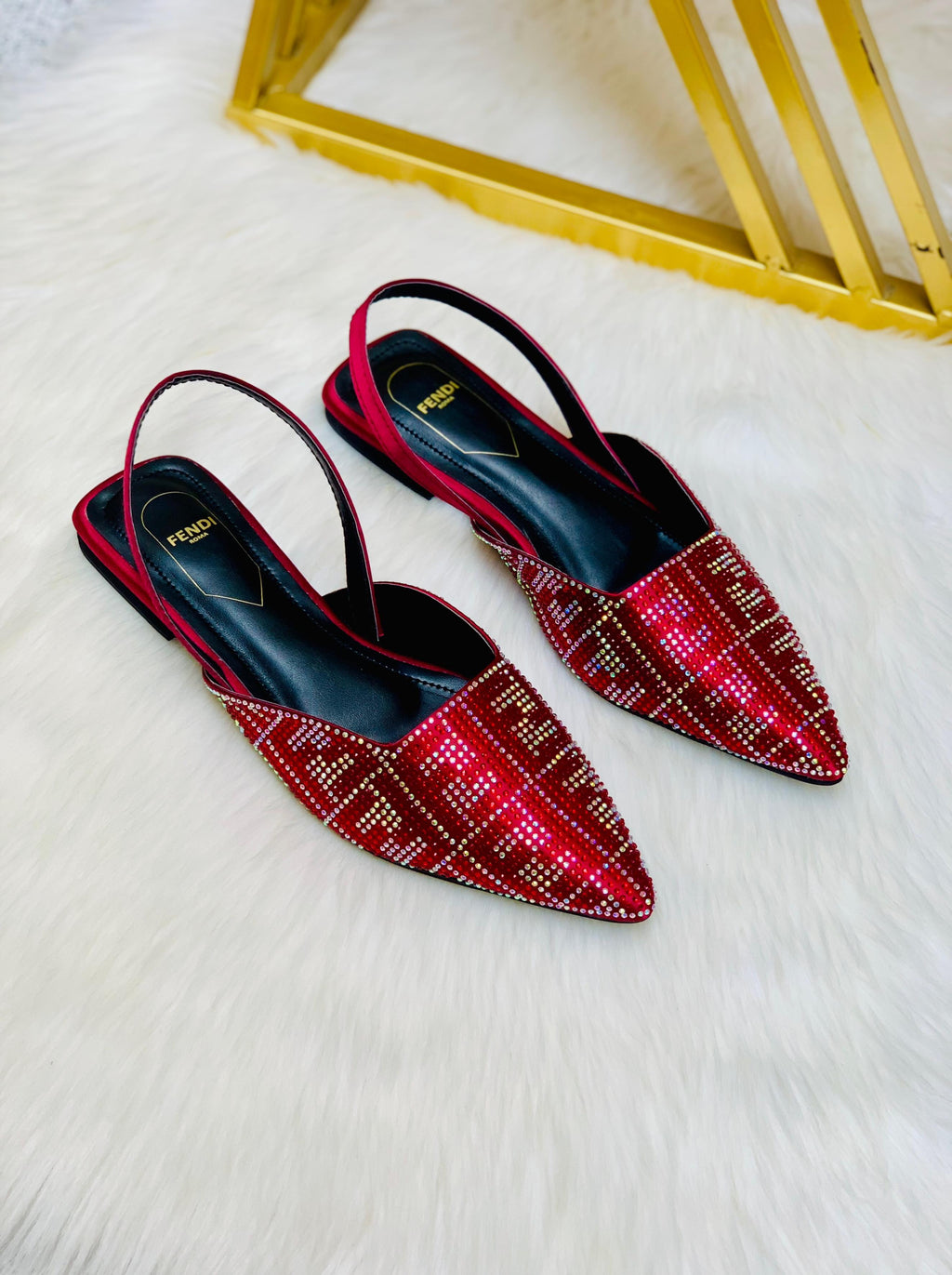 FENDI STONE FLAT PUMPS