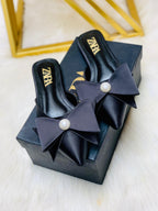 ZARA PEARL BOW FLATS