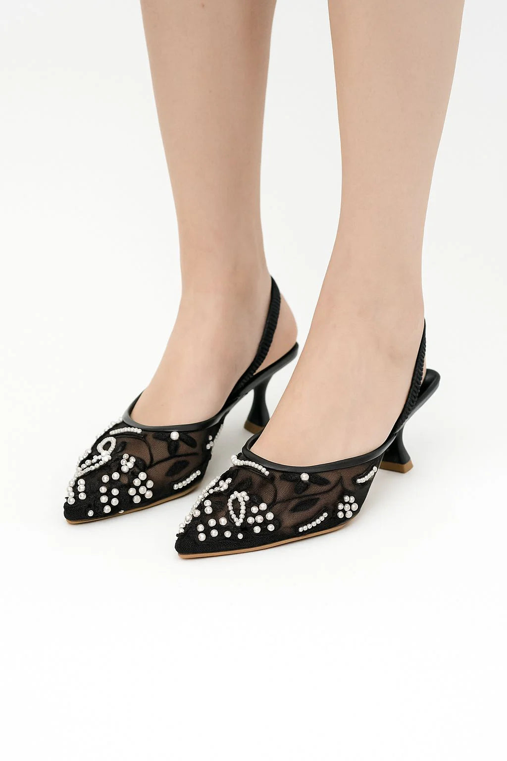 ZARA EMBROIDERED NET PUMPS